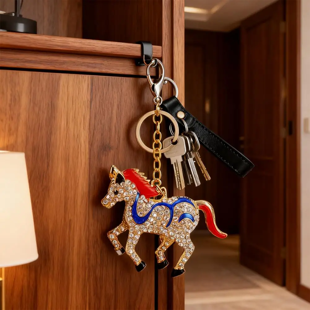تألق فو المفاتيح 2026 سنة الحصان المفاتيح لامعة حجر الراين الحصان سحر تصميم حقيبة ملحق هدية أنيقة للحصان