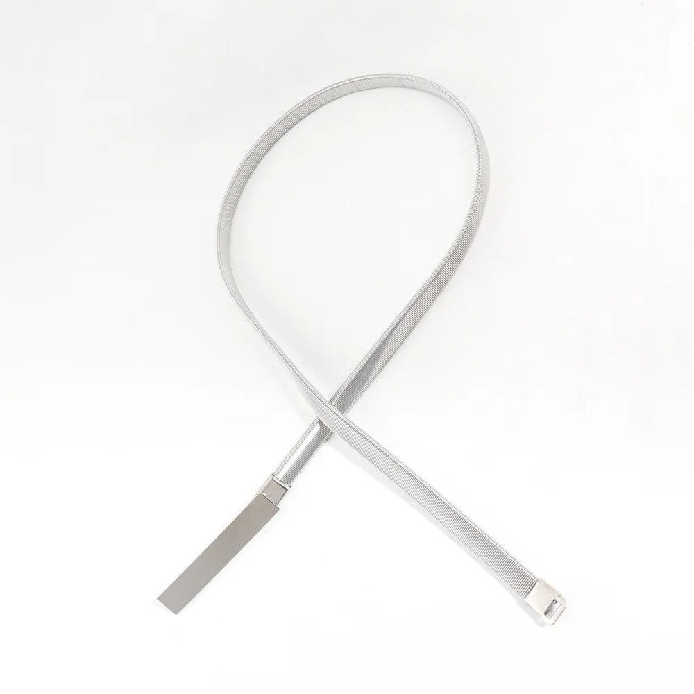 Nova corrente de primavera moda metal elástico cintura corrente longa fivela cinto fino versátil saia corrente