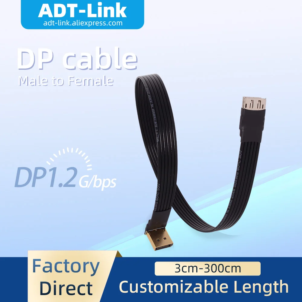 

ADT-Link Экранированный порт дисплея 2,1 Кабель 8K HDR 240 Гц Адаптер Аудио Видео ПК Ноутбук TV DP 1.4/1.2 Displayport Ленточный удлинитель