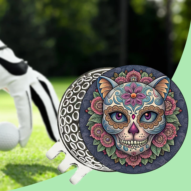 marker do piłki golfowej Mark Halloween Day, Cat Skull Halloween Theme Skeleton party hat clip for travel