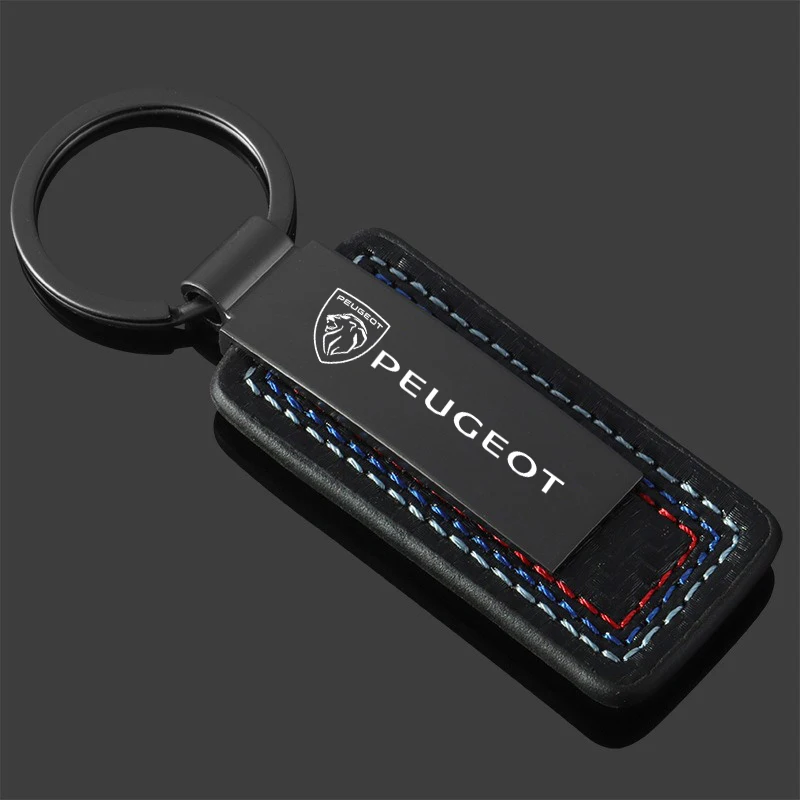 Leather Car Key Chain Anti-loss Keyring For Peugeot 307 308 206 207 3008 2008 406 407 408 508 301 208 Rifter 5008 Accessories