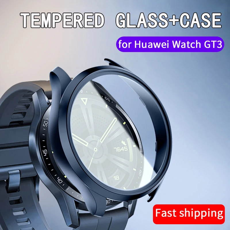 HD Tempered Glass Case for Huawei Watch GT3 46mm 42mm Band Watch GT 3 All-Around Screen Protector Cover Bumper Cases Film