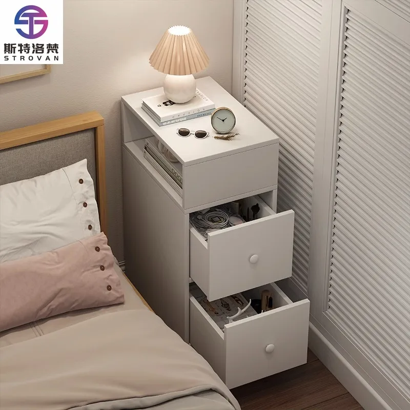

Nordic Modern Ultra-Narrow Storage Locker Small Bedside Cabinet with Wall Side Gap Bedroom Furniture