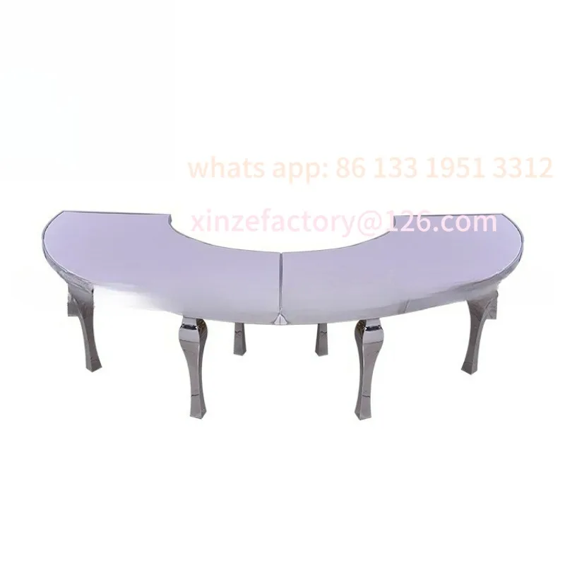 

Customizable exquisite gold-plated splicing S-type stainless steel wedding table, hotel banquet buffet table, western table