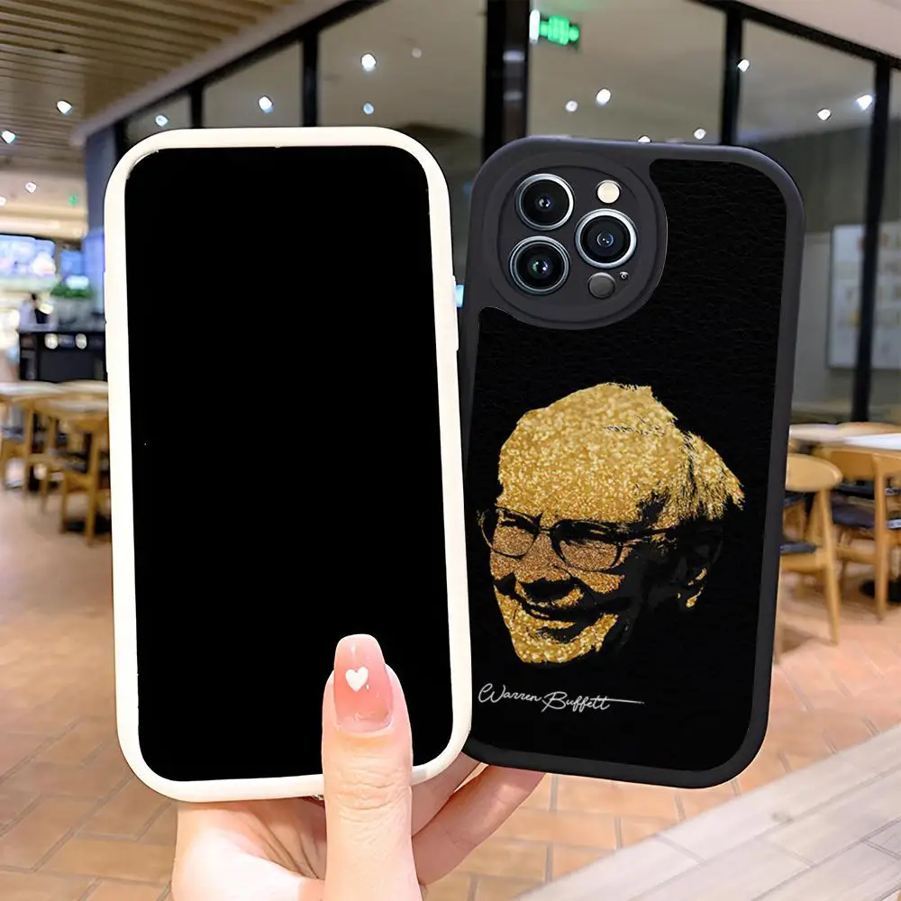 حافظة هاتف وارن بافيت وولف أوف وول ستريت لهاتف آيفون 16 15 13 12 14 11 Pro Max Mini X Xr Xs 8 7 غطاء من جلد الخراف