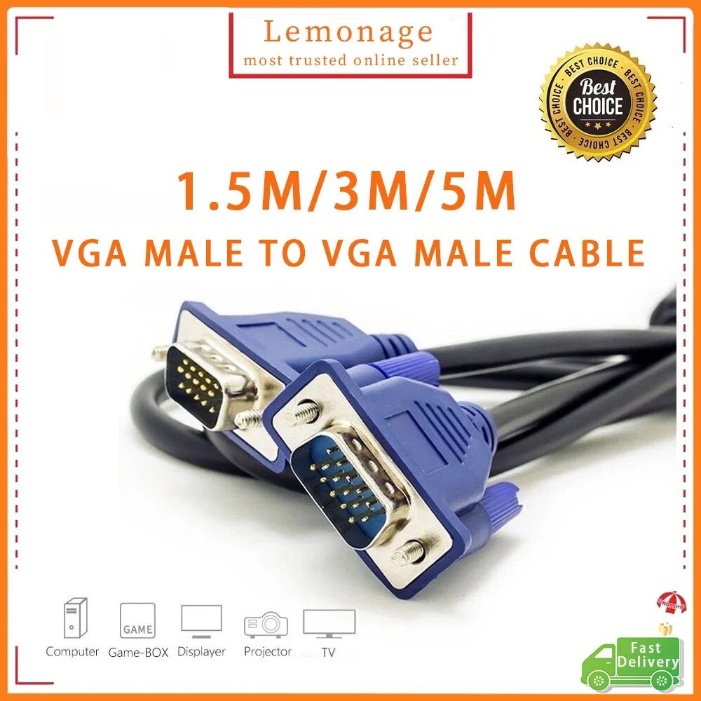 

Кабель VGA-VGA 1.5м/3м/5м, 15-контактный, штекер-штекер, для компьютера/проектора/монитора/телевизора/ПК