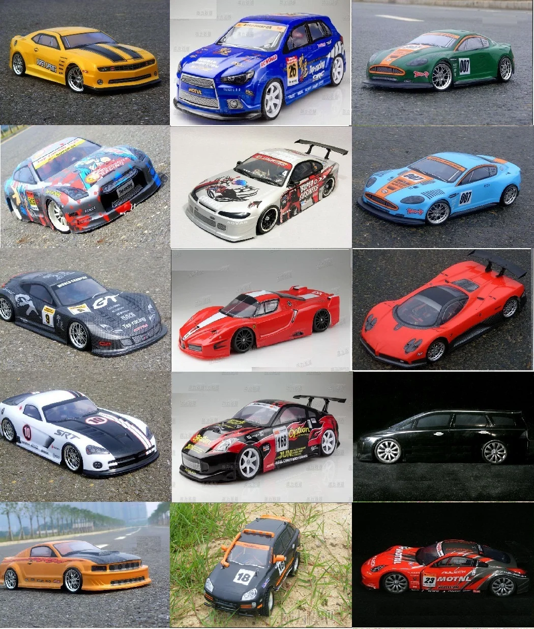 21 styles PVC painted body shell/Accessories for 1/10 Hobby R/C racing drift cars HSP 94123 190/195mm Width 260mm wheel base