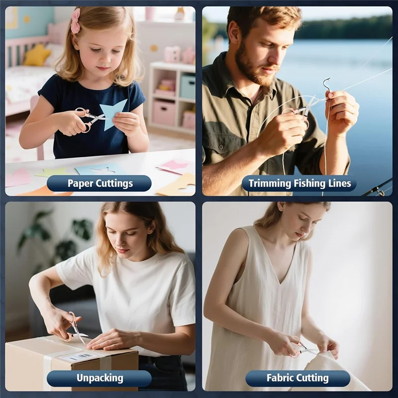 

Piece 3 Pcs Folding Badge-Scissors With 3 Keychains, Compact Safe Foldable Pocket Scissors For Travel Office,Crafts