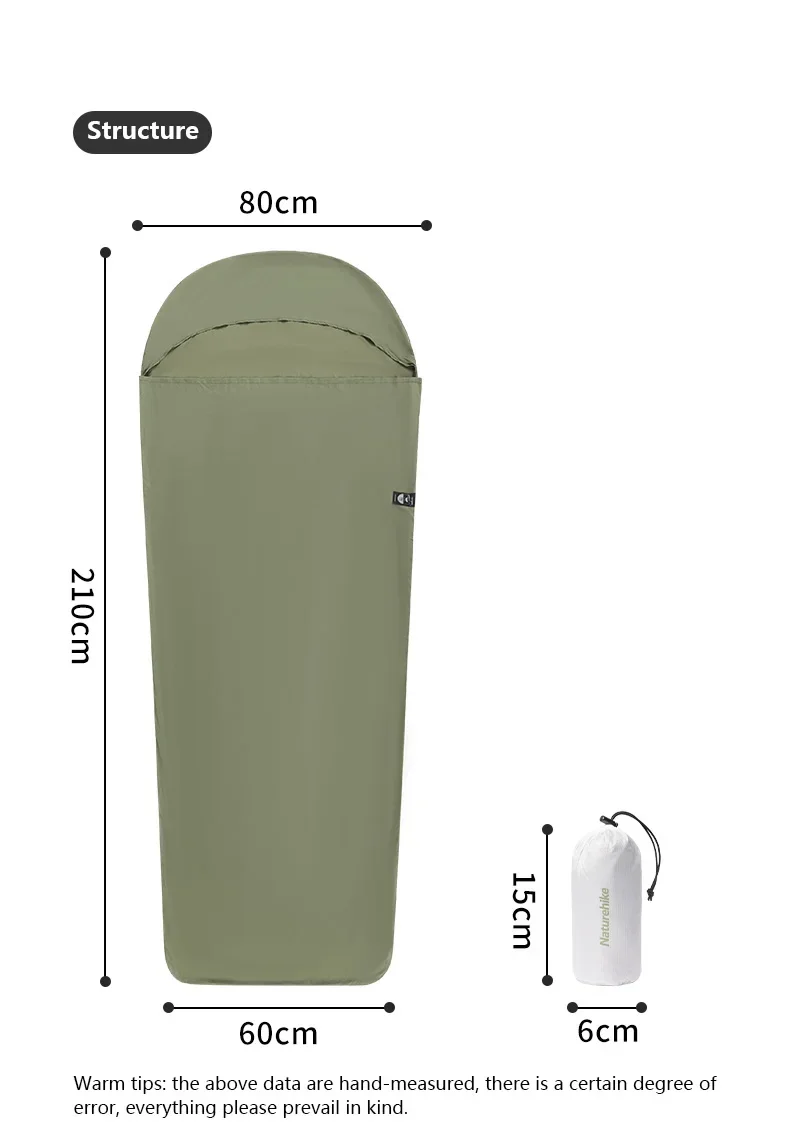 Naturehike Schlafsack-Einlage, leichter Einzelschlafsackbezug, ultraleicht, bequem, Camping-Bettlaken, Reise-Schlafsack – Detail 15