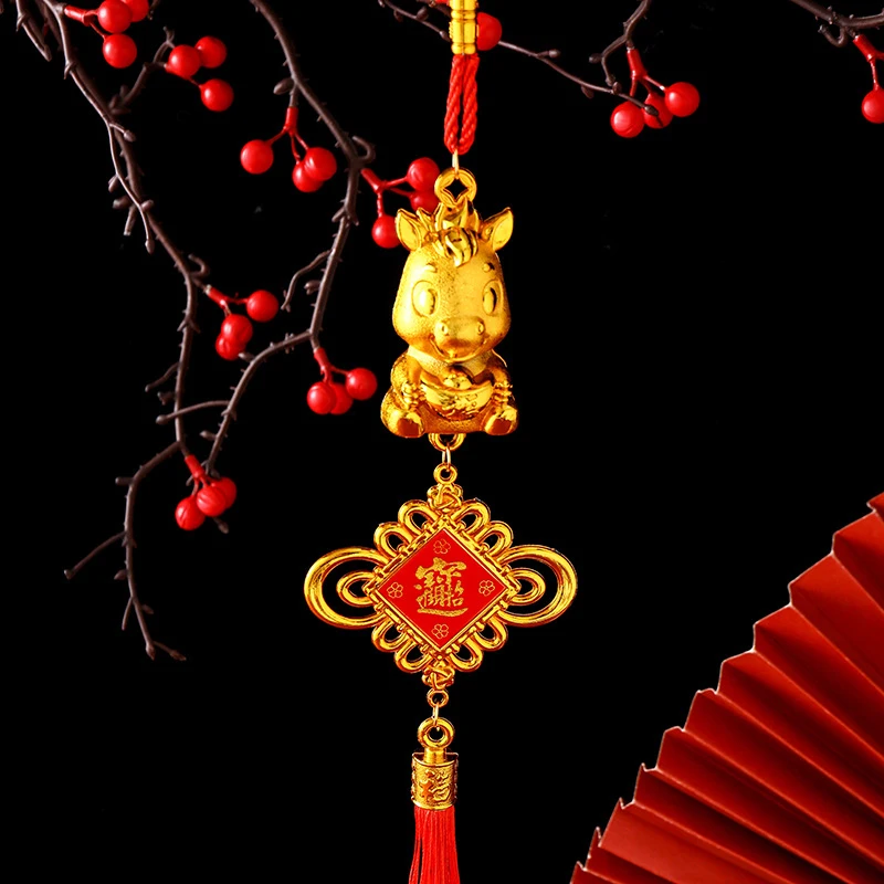 1 قطعة 2026 سنة الحصان الجدار الشنق حلية السنة الجديدة محظوظ الديكور هووسورمينغ النباتات الخضراء بوعاء قلادة صغيرة الهدايا #4