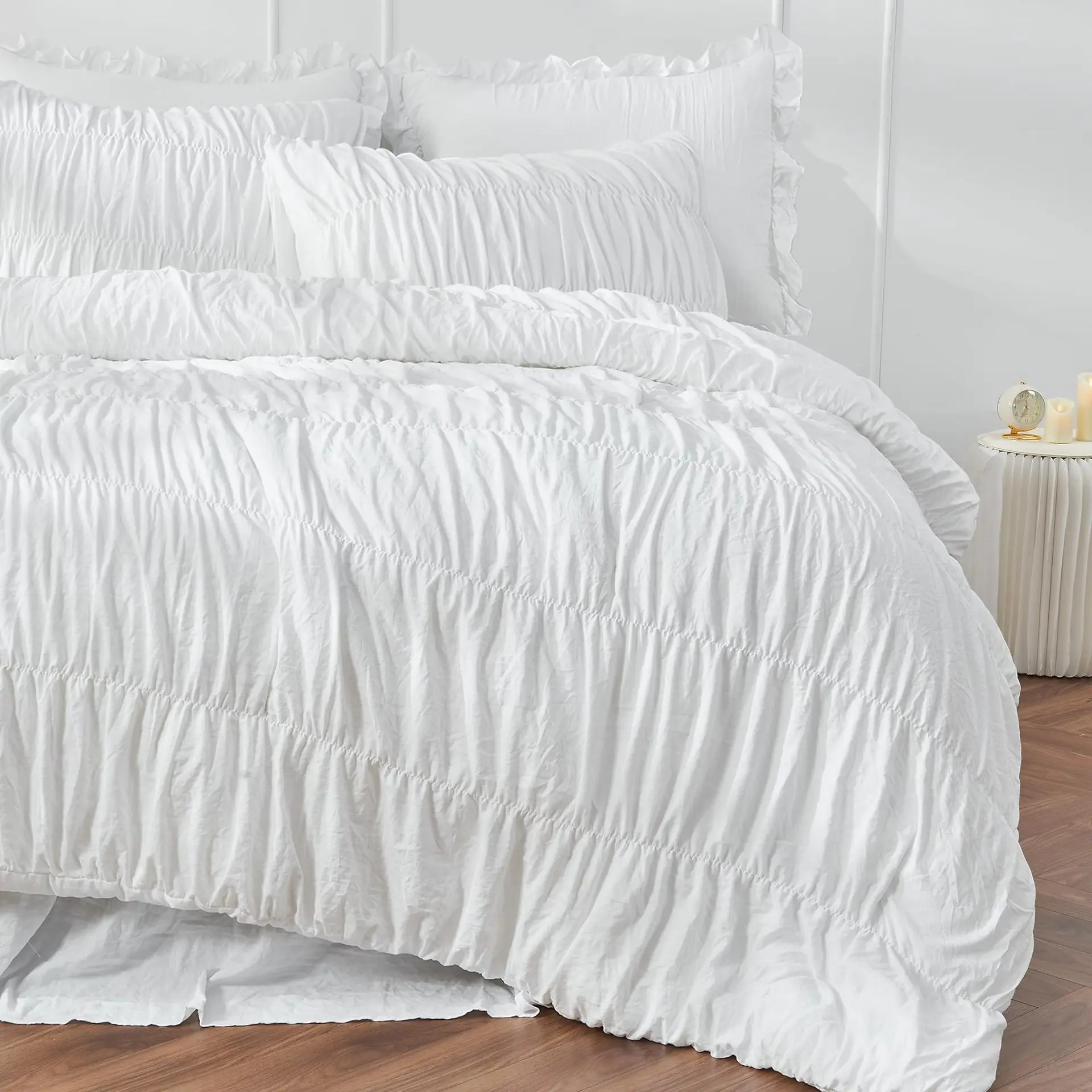 Bed Linen Bed Sheet Bedding Comforter Sets Wrinkled Light Brown Bohemian Fluffy Bedspread Bedding Duvet Cover 2/3 Pcs Set