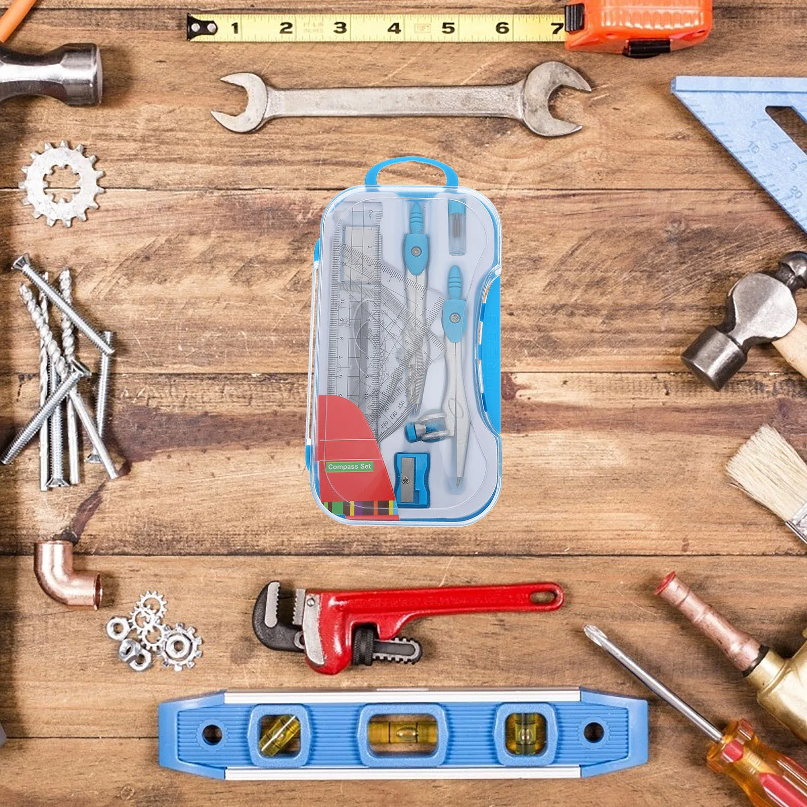 مجموعة واحدة من أدوات صياغة الرسم مجموعة مسطرة هندسية احترافية مع بوصلة مثلثة ومسطرة مستقيمة لمهندسي الطلاب