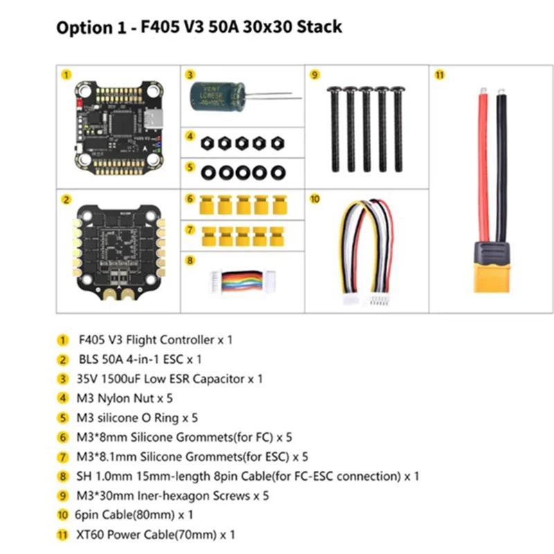 

J1UL1N For Speedybee SB-F4V3-50-STACK Feta Support 8 Way Motor 1000Uf Capacity High Frequency Low Resistance Capacitor Module Du