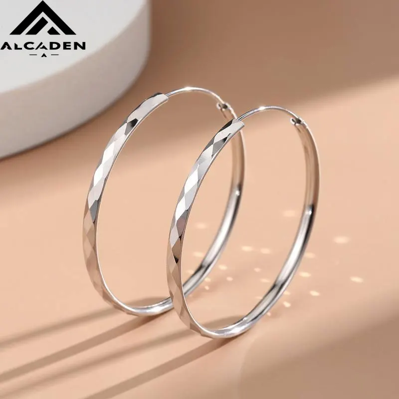 316L Stainless Steel 30-60MM Sparkle Hoop Earrings For Women Fashion Luxury Quality Jewelry Wholesale Trend Loop Simple Jewelry