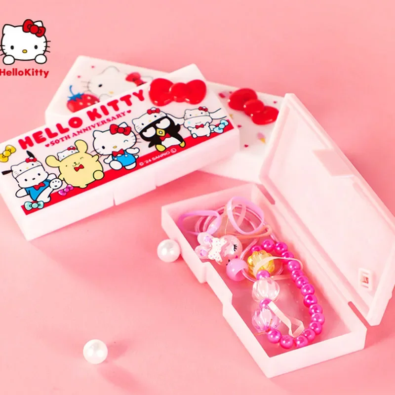 Sanrio Hello Kitty Y2K Storage Box Anime My Melody Kawaii Cute Cartoon Student Desktop Hairpin Storage Box Toys Girls Gifts