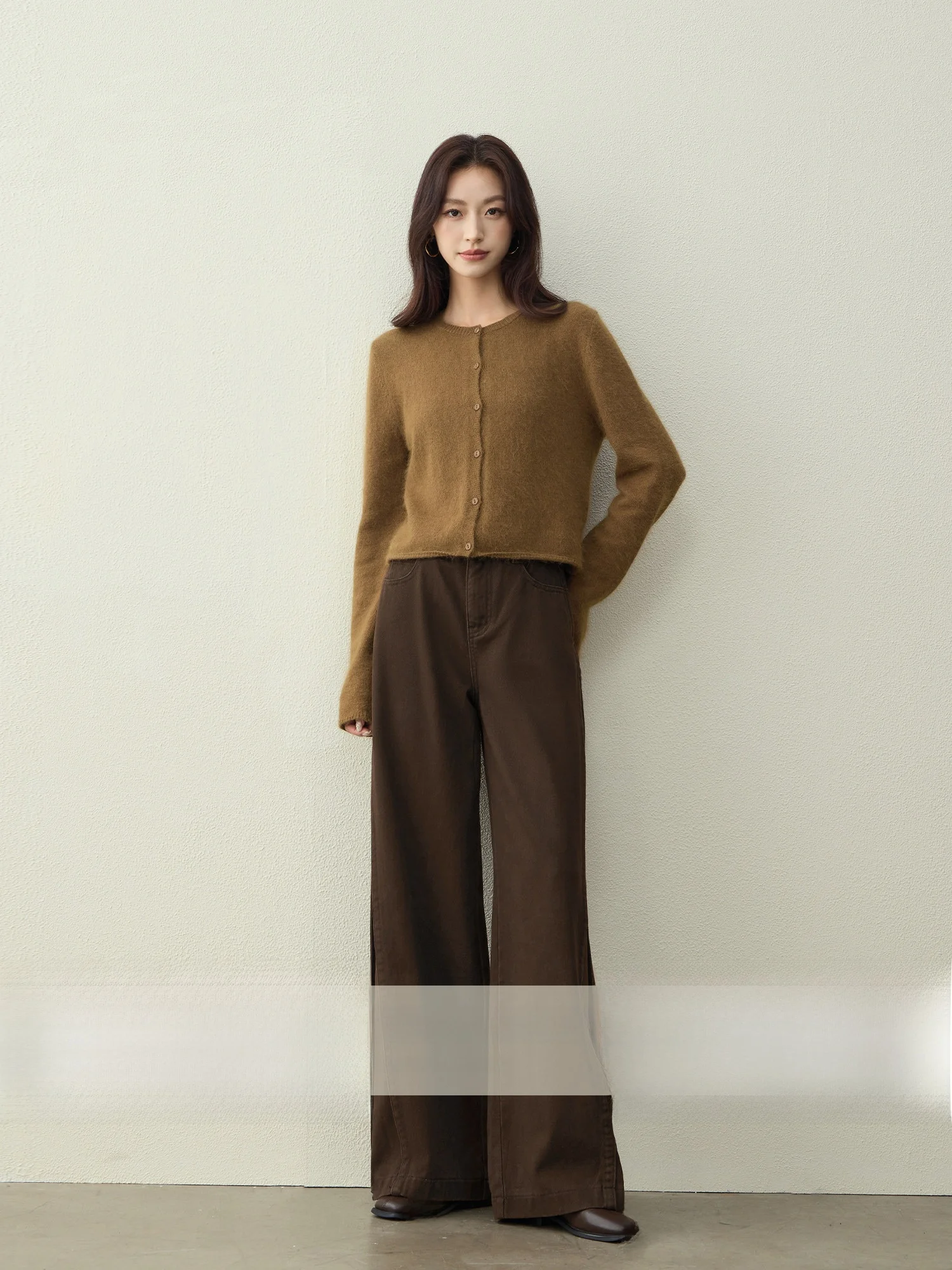 

Ретро джинсы свободного кроя с широкими штанинами, высокой талией, прямым силуэтом, осенне-зимние, женские, повседневные, хлопковые брюки, винтажные