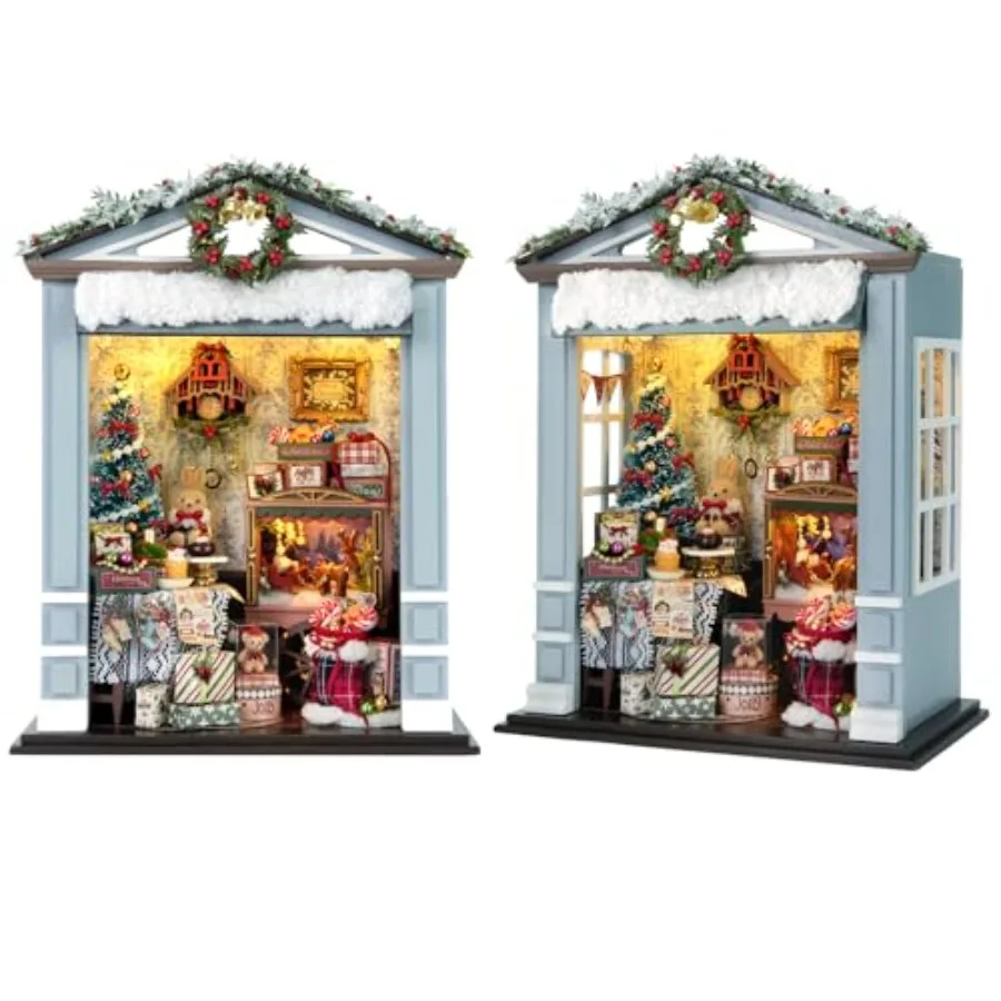 

DIY Miniature House Building Kit for Adults with LED Lights - Realistic Mini Dollhouse Model Wooden Furniture Creative