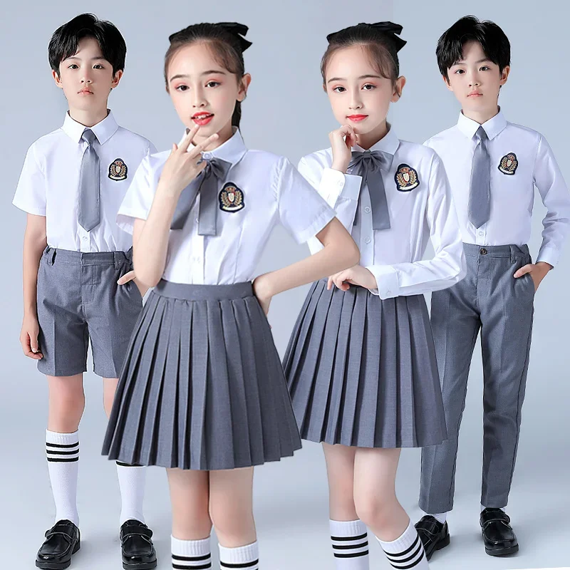 Uniforme de actuación de coro para niños, falda de primaria y secundaria, uniforme de actuación de recitación de caligrafía para estudiantes de escuela,