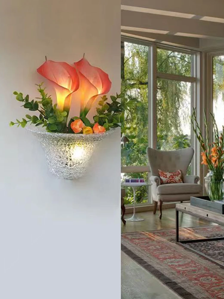 TEMOU Contemporary Flower wall Lamps Romantic Pastoral Decorative For Living Room Corridor Bed Room Decoration Light image 5