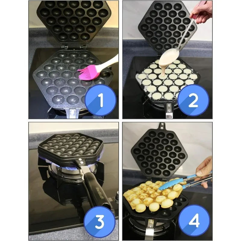 Bubble Waffle Maker Non-stick Coating DIY Muffins Plate Egg Bubble Cake Baking Pan Mold Eggettes Hongkong Waffle Maker Moulds