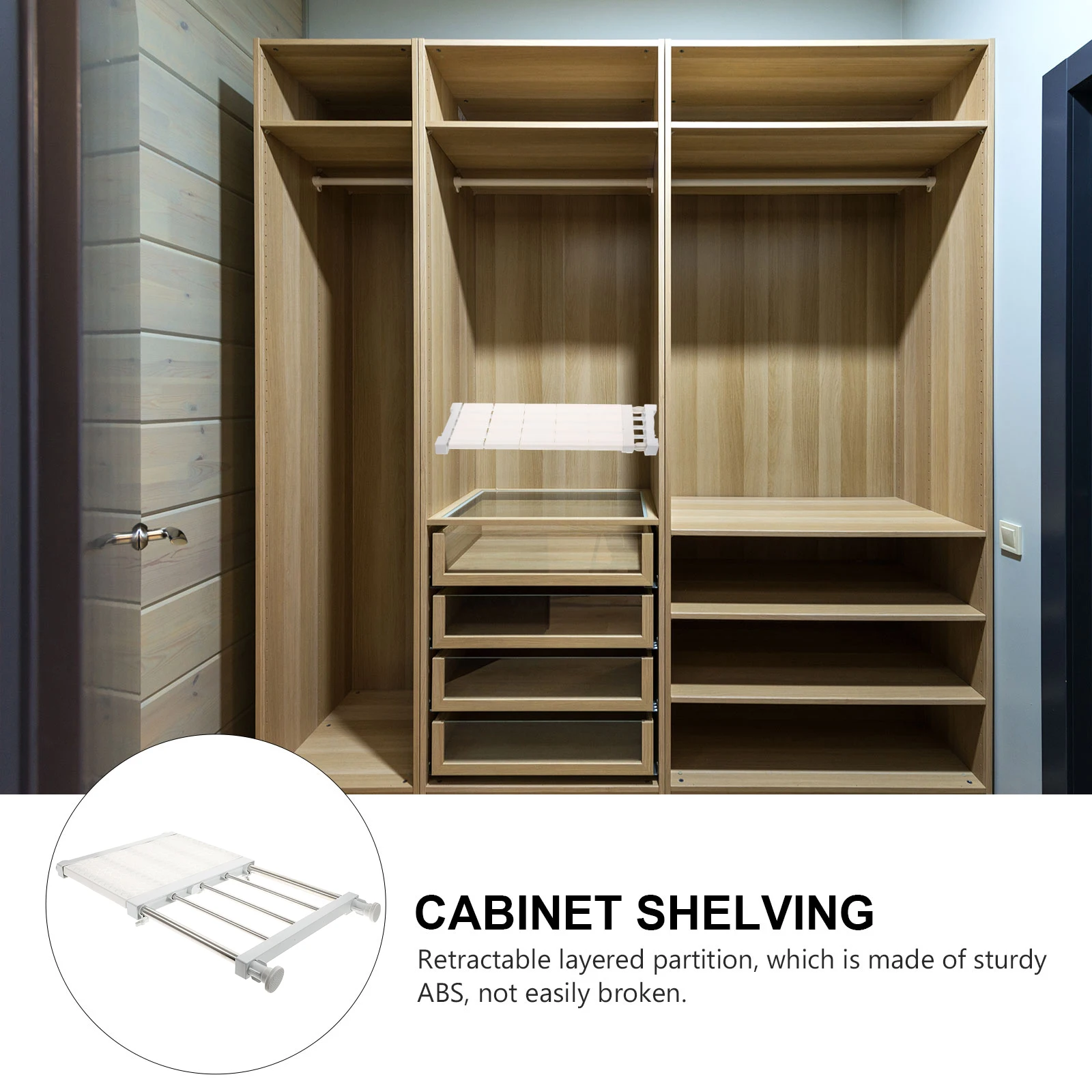 1 set 1 set divisore per scaffali per armadio retrattile, organizer per scaffali per guardaroba, per armadio, bagno, cucina, salvaspazio