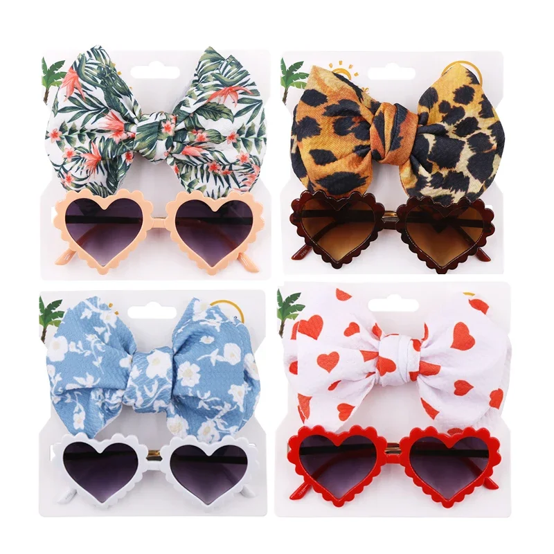 

2PCS/Pack Baby Headband Heart Sunglasses Kids Headwear Baby Girl Hair Accessories Beach Photography Props Toddler Head Bands