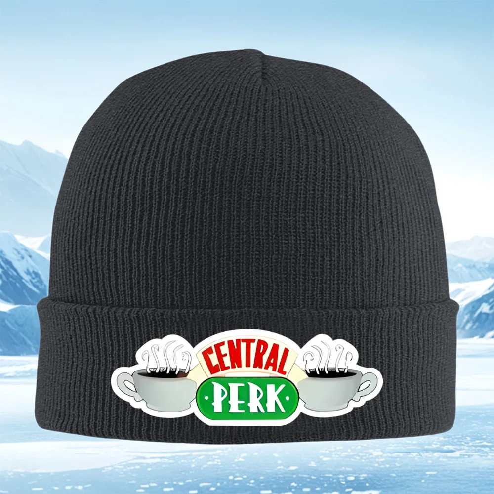 Tazas de café humo Central Perk logo hombres mujeres Unisex sombrero de punto gorro Jersey gorra invierno térmico cálido Navidad al aire libre Cycli