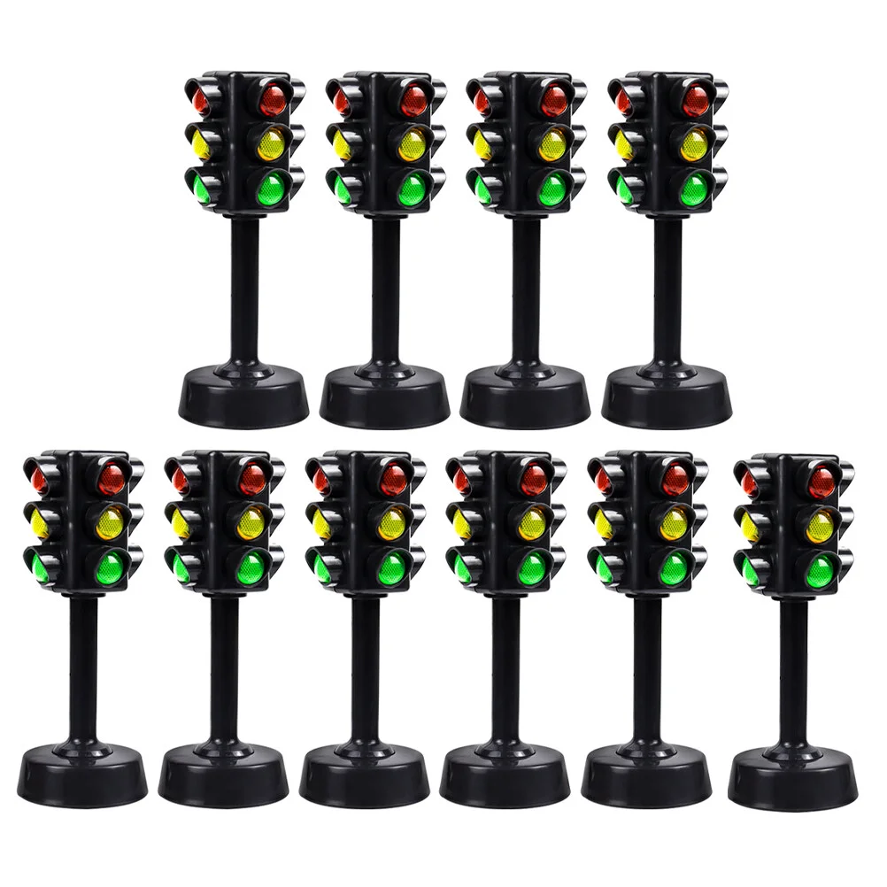 12 Pcs Set Children Toys Educational Traffic Signs Signal Light Model Stop Abs Toddler Playset Kids