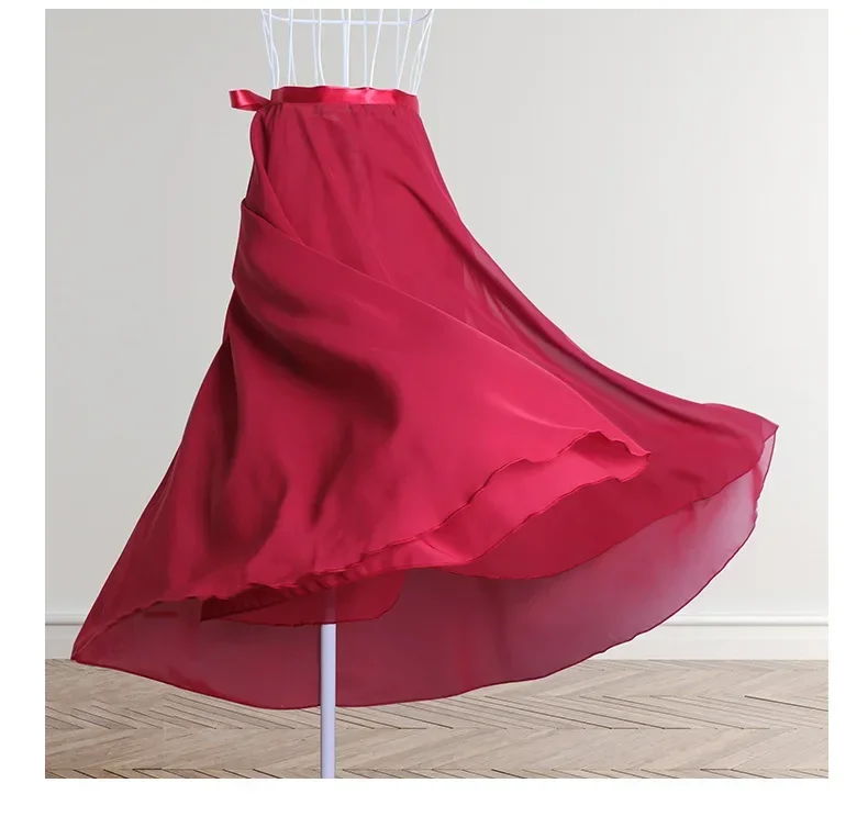 Chiffon Ballett Tutu Tanz Rock Tanz Skate Wrap Schal Gymnastik Ballerina Lyrical Lange Ballett Rock Frauen Ballett Tanz Kleid – Detail 8