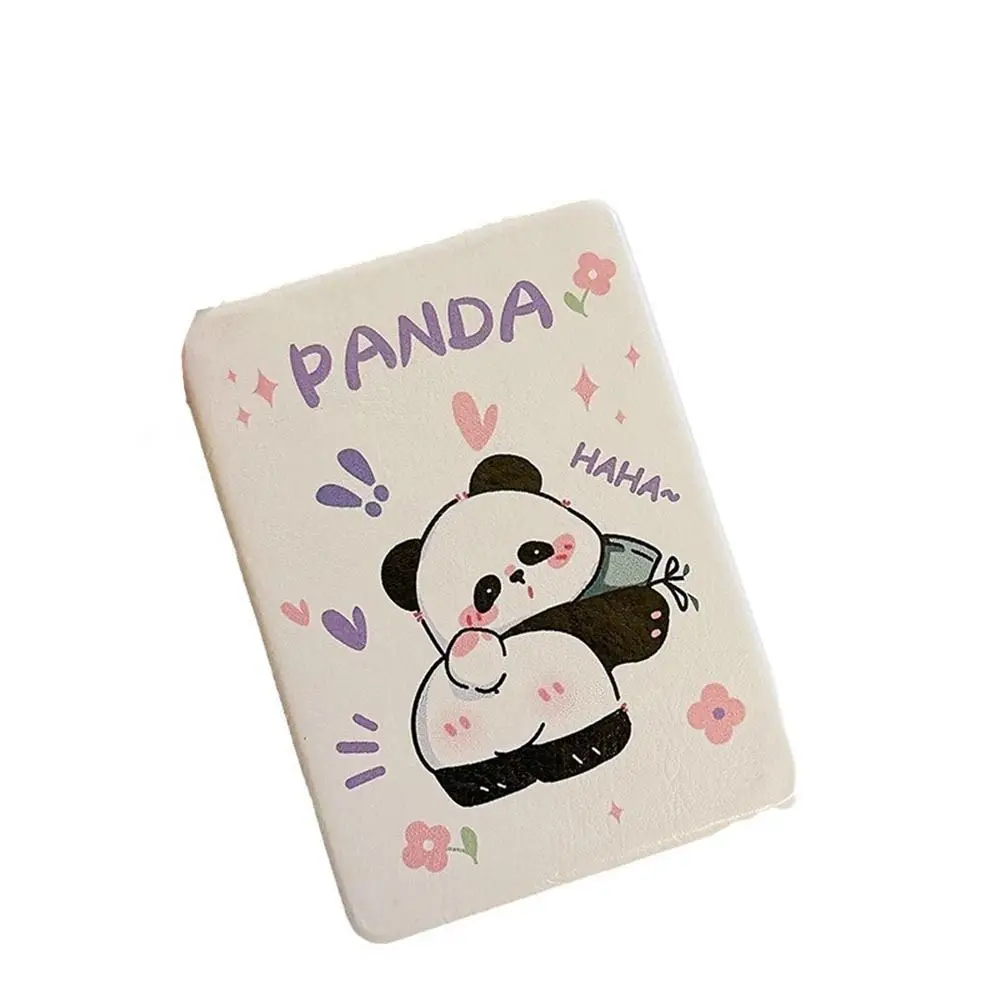 Mini PU Folding Makeup Mirror High Definition Double-sided Foldable Cosmetic Mirror Elegant Panda Rectangle Pocket Mirror Women