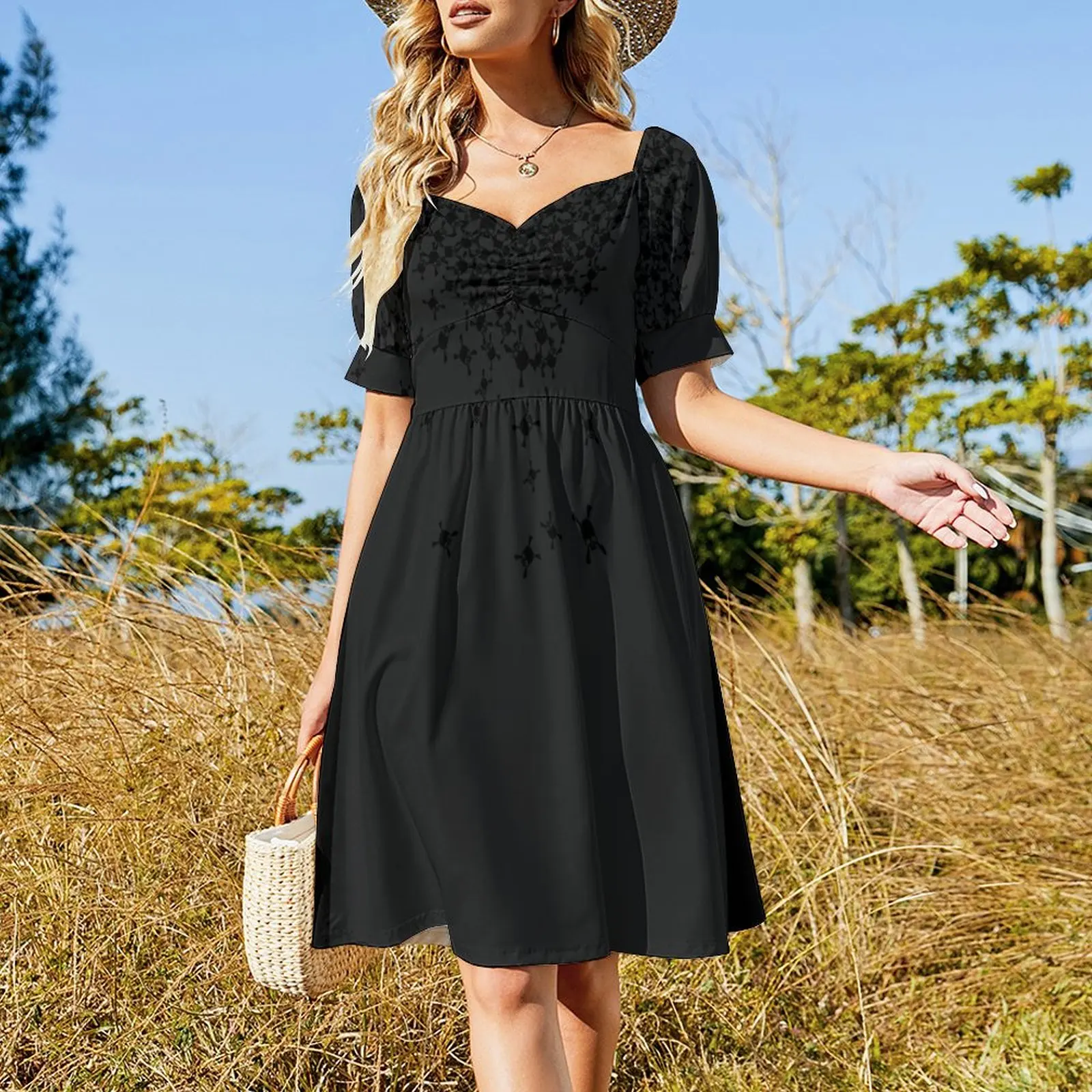 Noctis Lucis Caelum Skull Shirt Black Short Sleeved Dress evening dress woman evening dresses ladies Dress