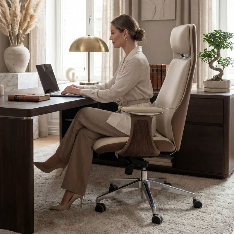 Modern Luxury Business Leather Office Chair Rotating Lift Sedentary Comfortable Computer Chair Relaxing Gaming Chairs Furniture