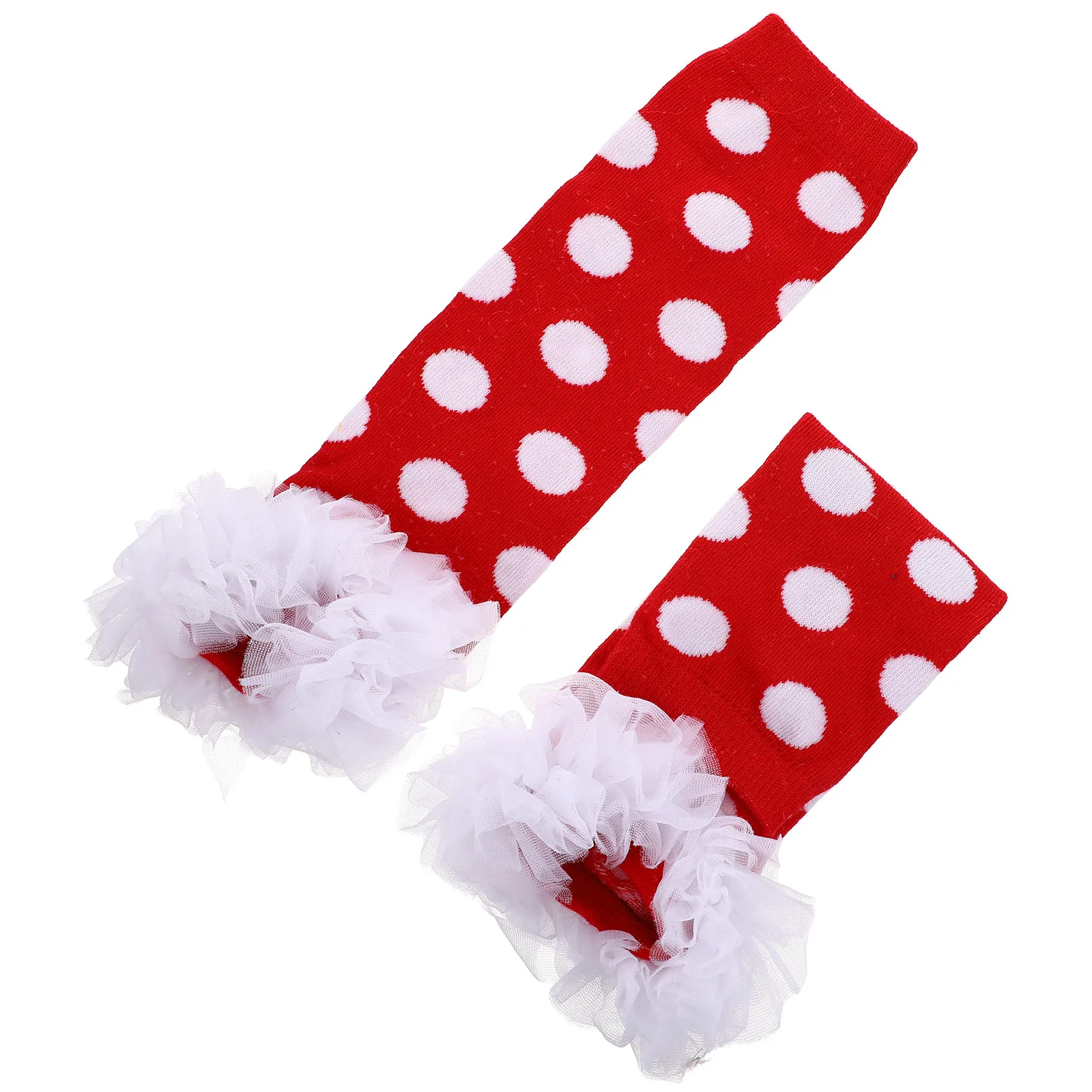 

1Pair Baby Leg Warmers Cotton Winter Warm Sock Covers for Toddlers with Dot Pattern Lace Design Indoor Outdoor Use Christmas