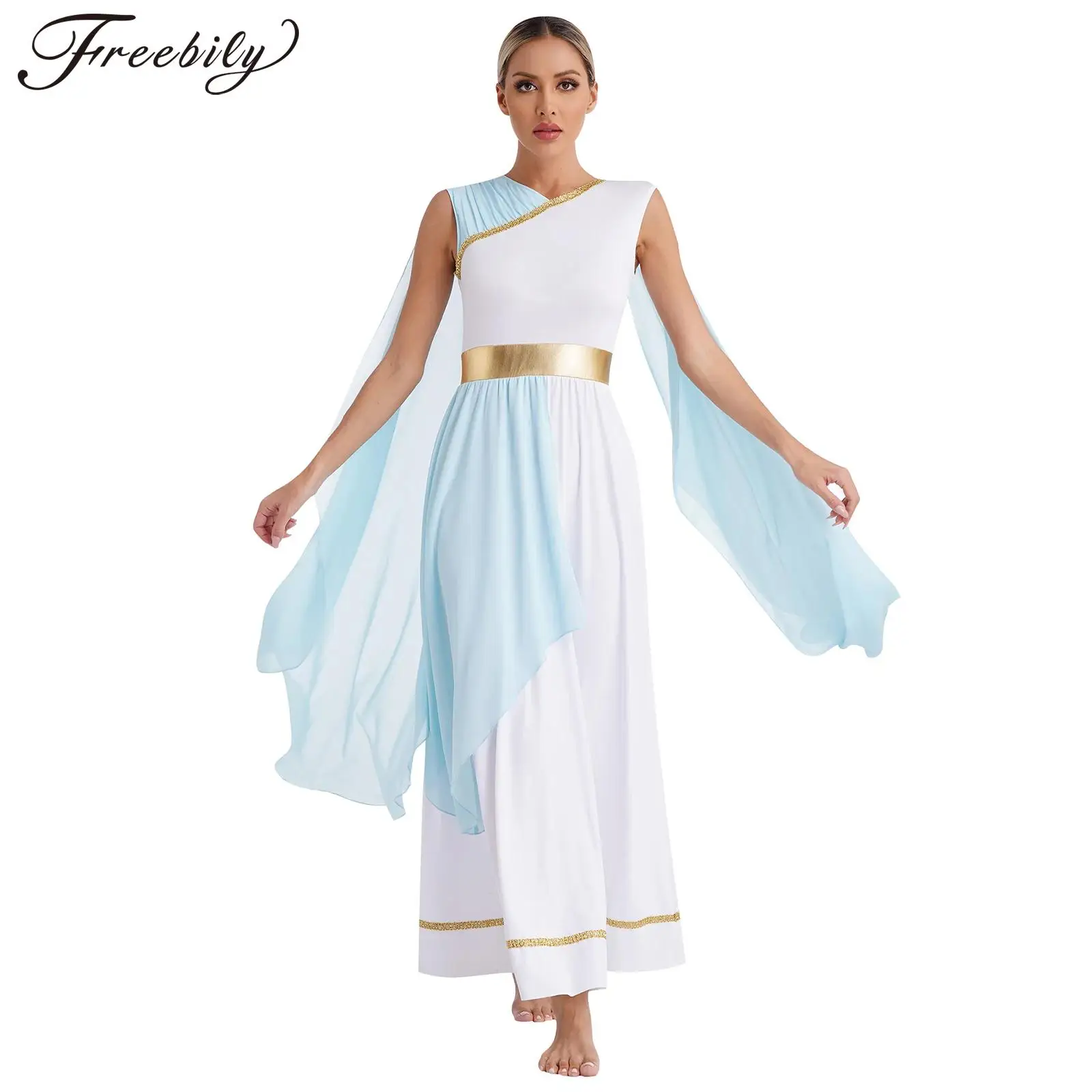 

Womens Goddness Cosplay Costume Ancient Greek God Toga Gown Deity Athenian Princess Roman Empress Long Dress Halloween Robe