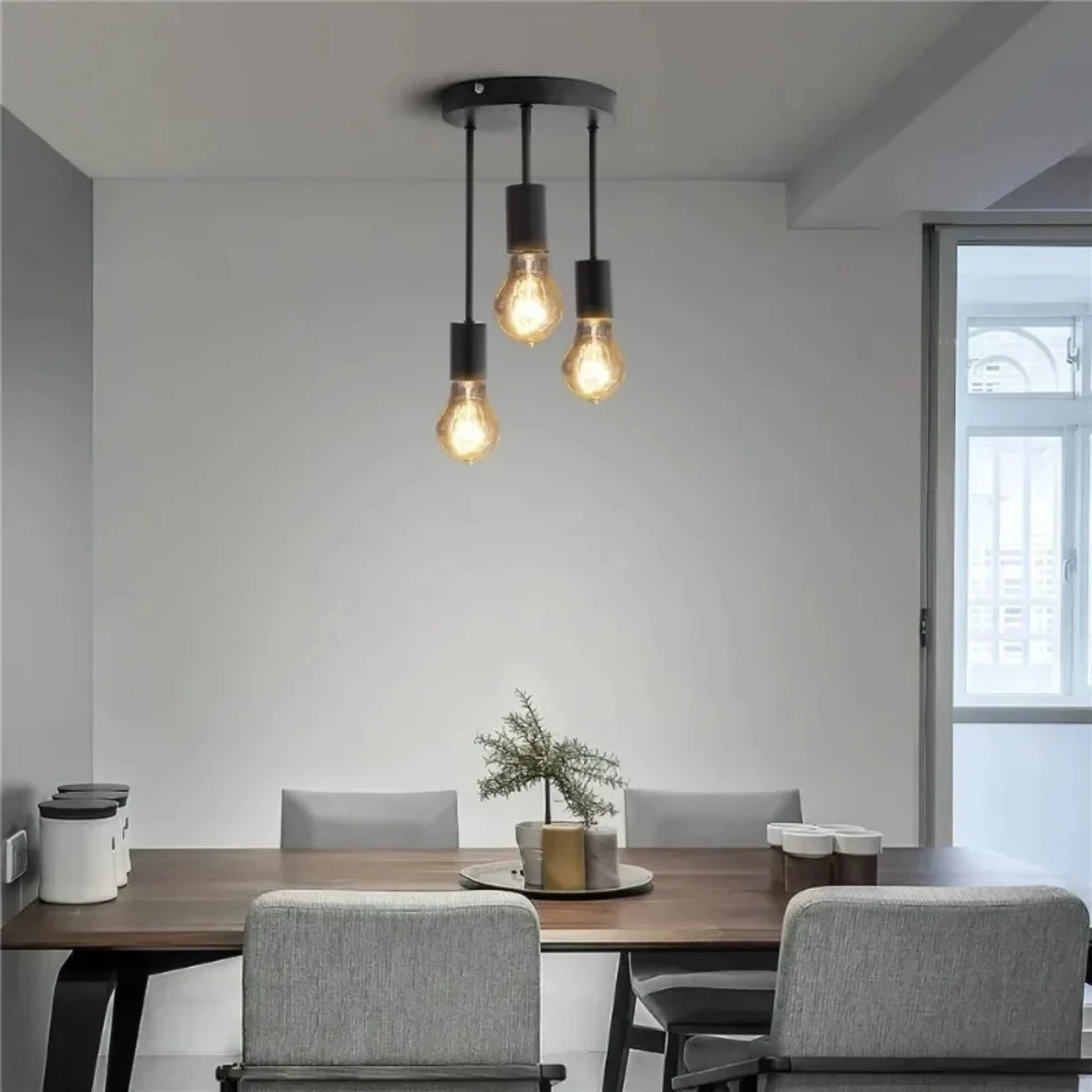 New Minimalist 3-Light Iron Industrial Chandelier for Bedroom Kitchen Living Dining Room