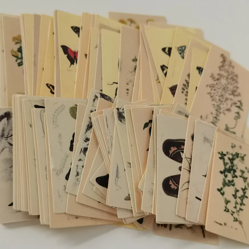 100pcs Vintage Forest Plant Butterfly Material Paper Double-sided Printing Retro Memo Pads Card Scrapbooking Diary Journals DIY