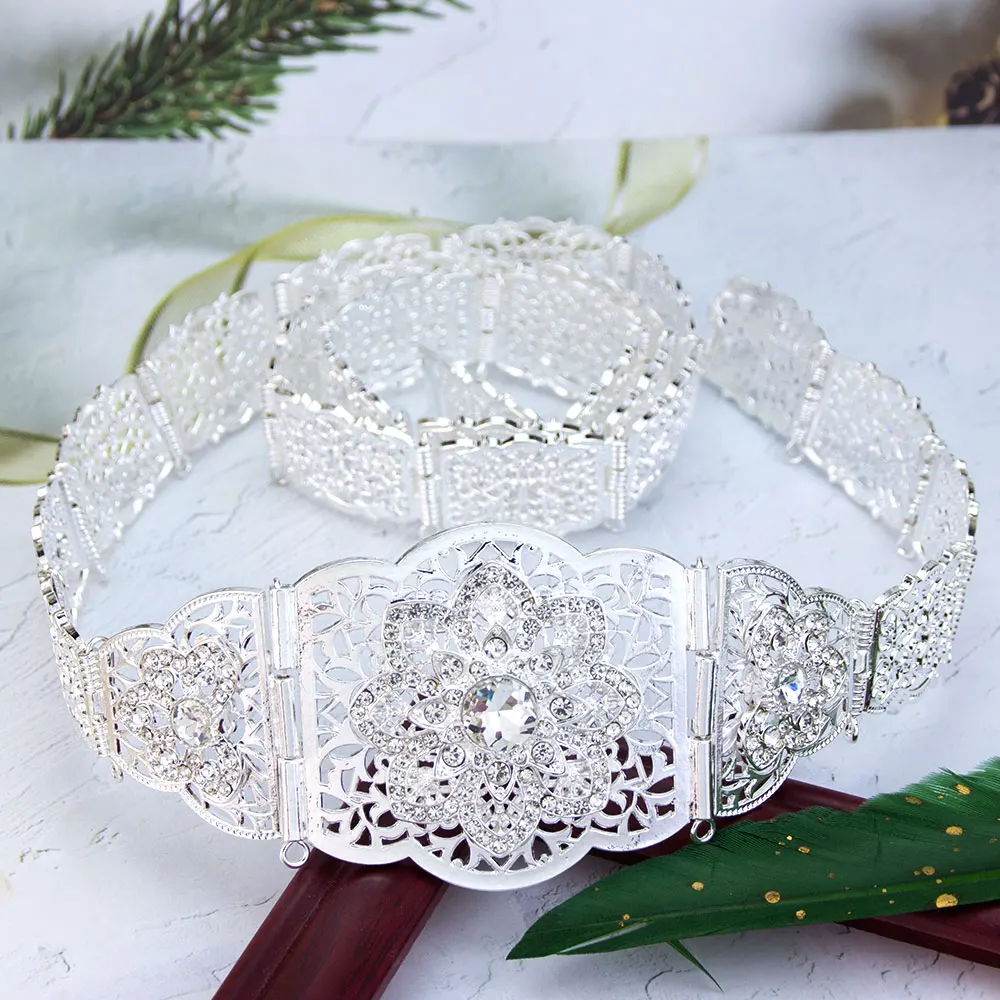 Sunspicems Chic Gold Color Morocco Caftan Belt Adjustable Length Hollow Metal Arabesque Arabic Bridal Wedding Jewelry