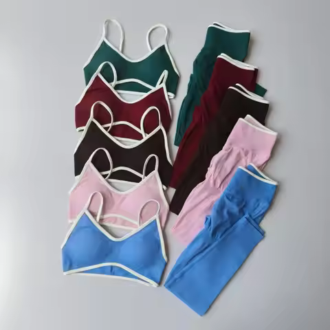 Seamless 2PCS Legging Sets Women's Strappy Sports Bras and Leggings High Waist Fitness Sculpt Leggings Running Pants Gym Suits