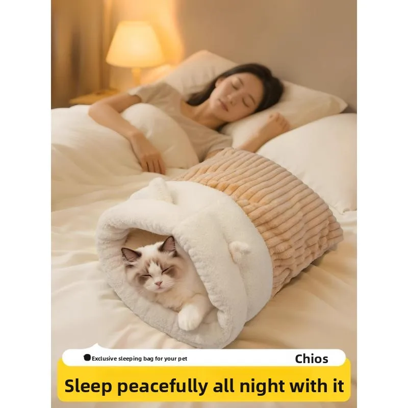 

Warm Sleeping Bag Tunnel Entrance Semi-Closed All-Season Pet Nest Winter Thermal Bed for Medium Size Dogs