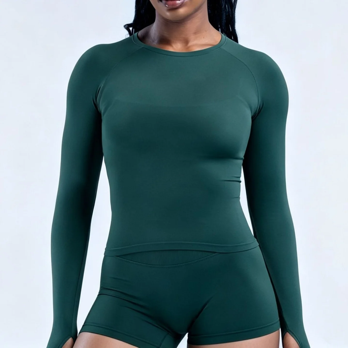 

Impact Womens 2 Piece Long Sleeve Yoga Set T Shirt Crewneck Solid Color Tight Fit Top and High Waist Leggings for Gym Workout