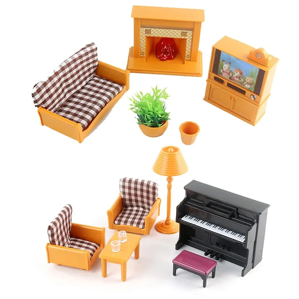 دمية مع أثاث ميكروفيلم للفتيات ، عائلة ، حمام ، مطبخ ، غرفة طعام ، سرير ، خزانة ملابس ، منزل لعب نموذجي ، هدية عيد ميلاد