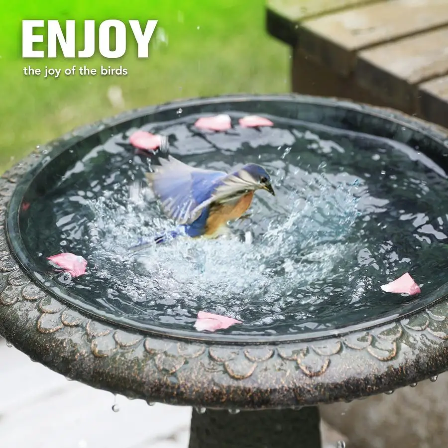 Fiberclay Outdoor Bird Bath, WeatherResistant Garden Decor with NonSlip Basin, Durable MarbleLook Bird Baths for Outdoors, EasyC view 5