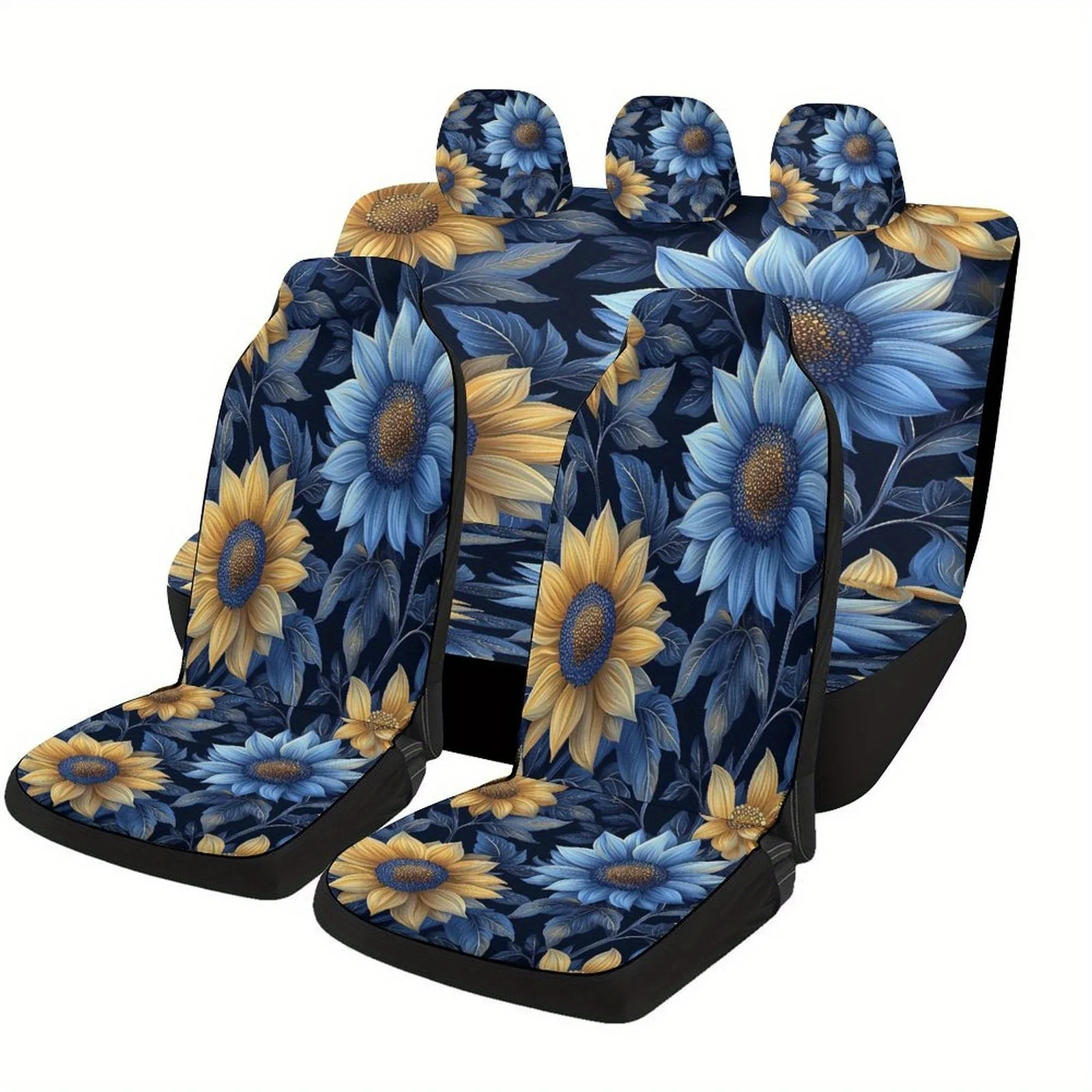 

Sunflower Bloom Themed Car Seat Covers Set For Most Cars, Fashionable Decorative Car Seat Protector Covers Full Set, Universal C