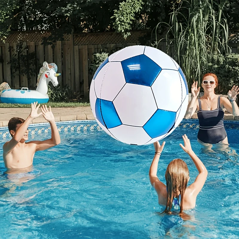 1 Globo Gigante de Fútbol Azul 4D, Globo Redondo de Película para Fiestas de Cumpleaños, Revelación de Género, Decoraciones de Fútbol Playa y Piscina