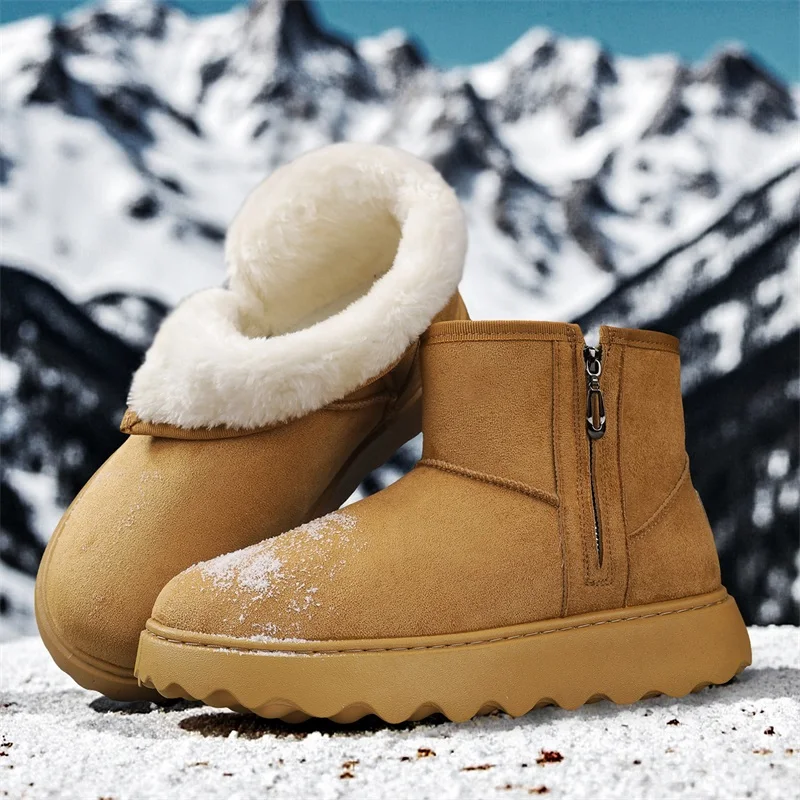 

Новые зимние однотонные модные и теплые зимние ботинки большого размера для пар на открытом воздухе, противоскользящие брендовые модные и теплые зимние ботинки