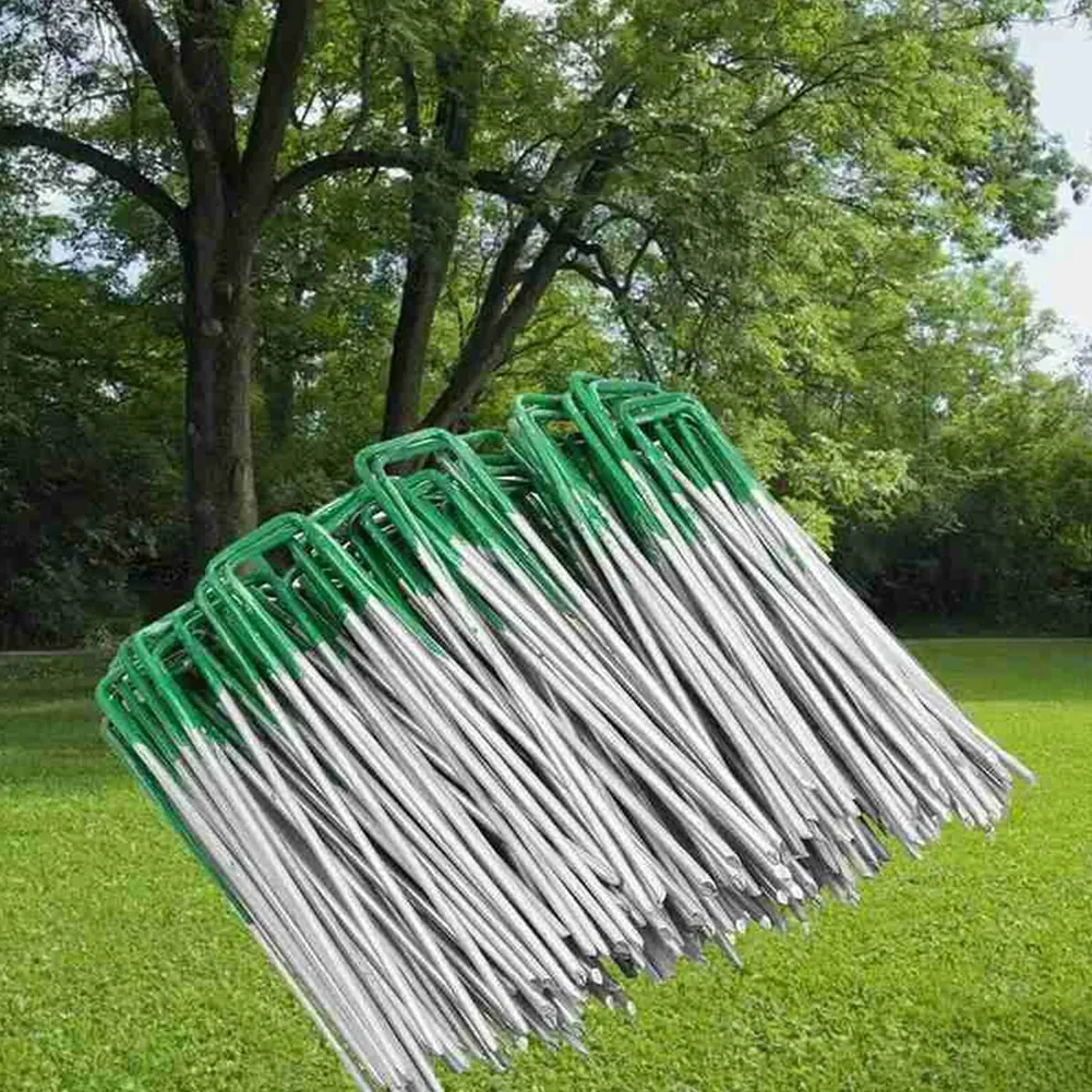 U-shaped Nails Staples Staples Turf Galvanised U-Shaped Steel Lawn Pegs 5.91*1.18*0.12 Inches Galvanized Tools