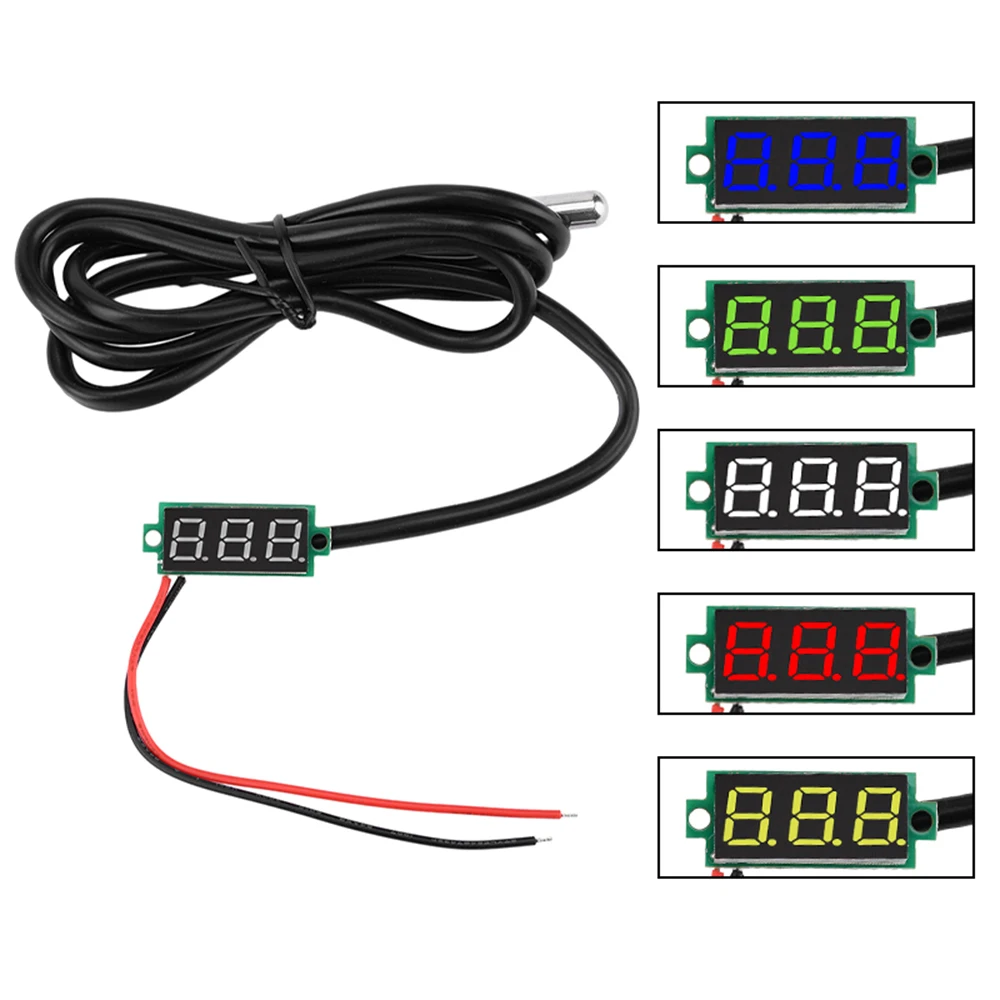 

1S/time High Refresh Rate Thermometer -50~125℃ Measuring Range 0.28″ LED Digital Display DS18B20 Waterproof Metal Probe DC 4~28V