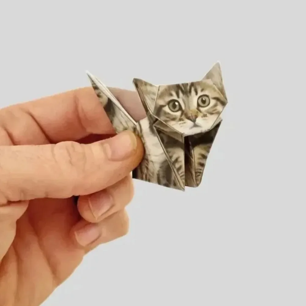 창의적인 DIY 종이 고양이 50매 DIY 종이접기 수제 DIY 종이 고양이 강아지 공룡 재미있는 미술 공예 접이식 동물 접기 세트