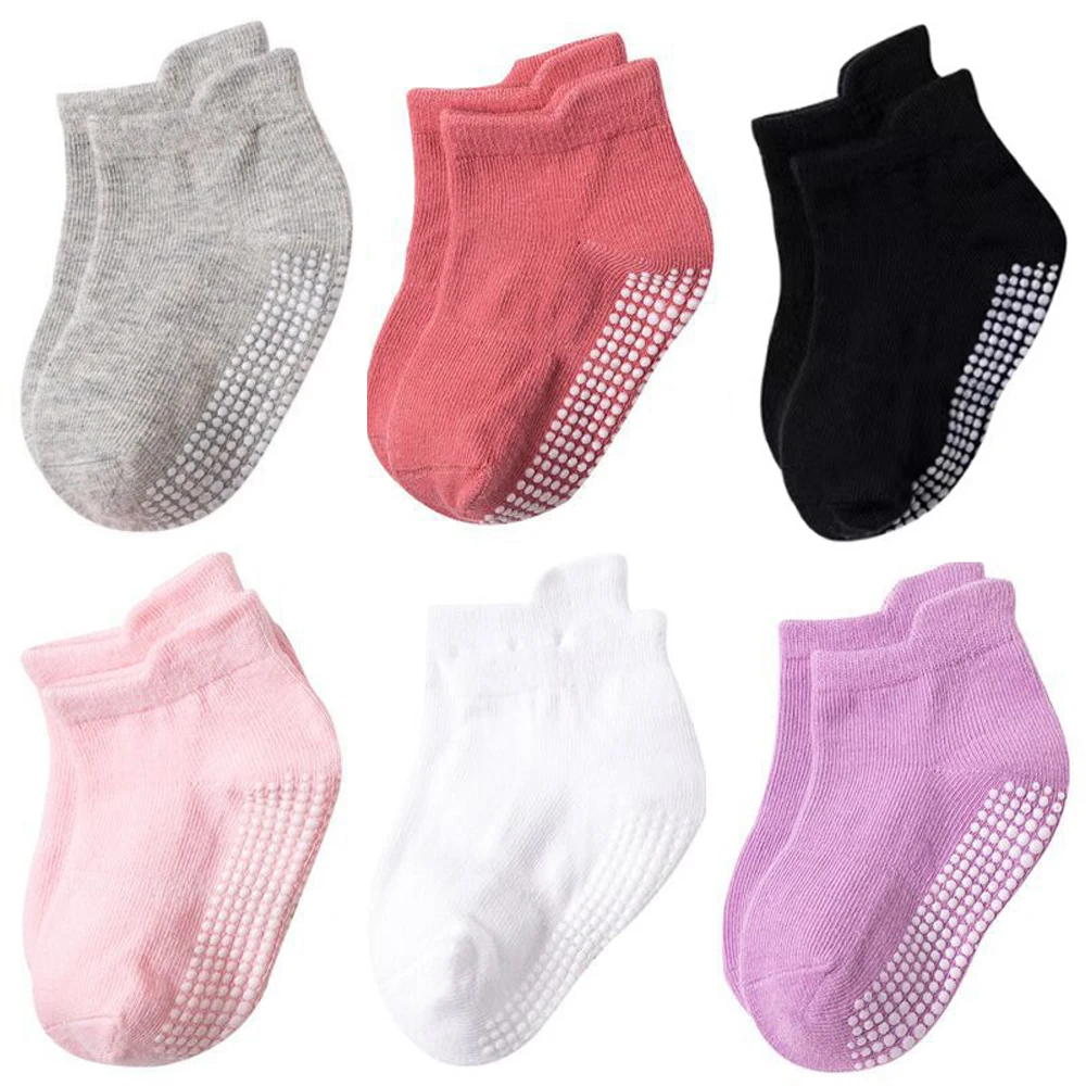 6 Pairs/lot Cotton Baby Girl Non-slip Sock Pure Color Breathable Indoor Infant Girl Ankle Sock White Toddler Girl Invisable Sock