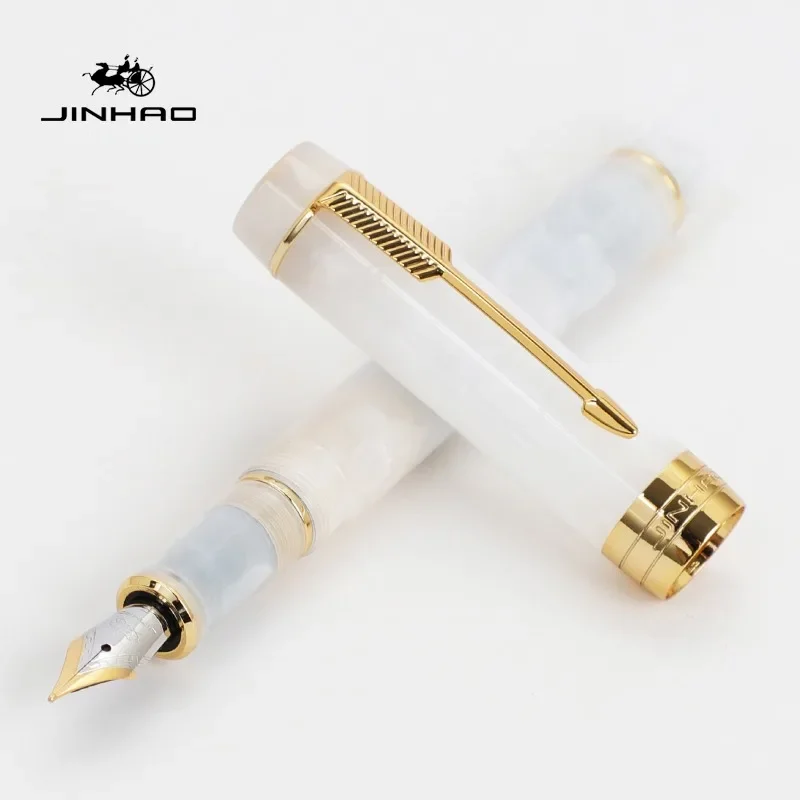 Imagem -04 - Jinhao-mini Caneta-tinteiro de Madeira e Resina Centennial Golden Clip Fine Nib Tinta de Escrita Material Escolar e de Escritório Papelaria 100